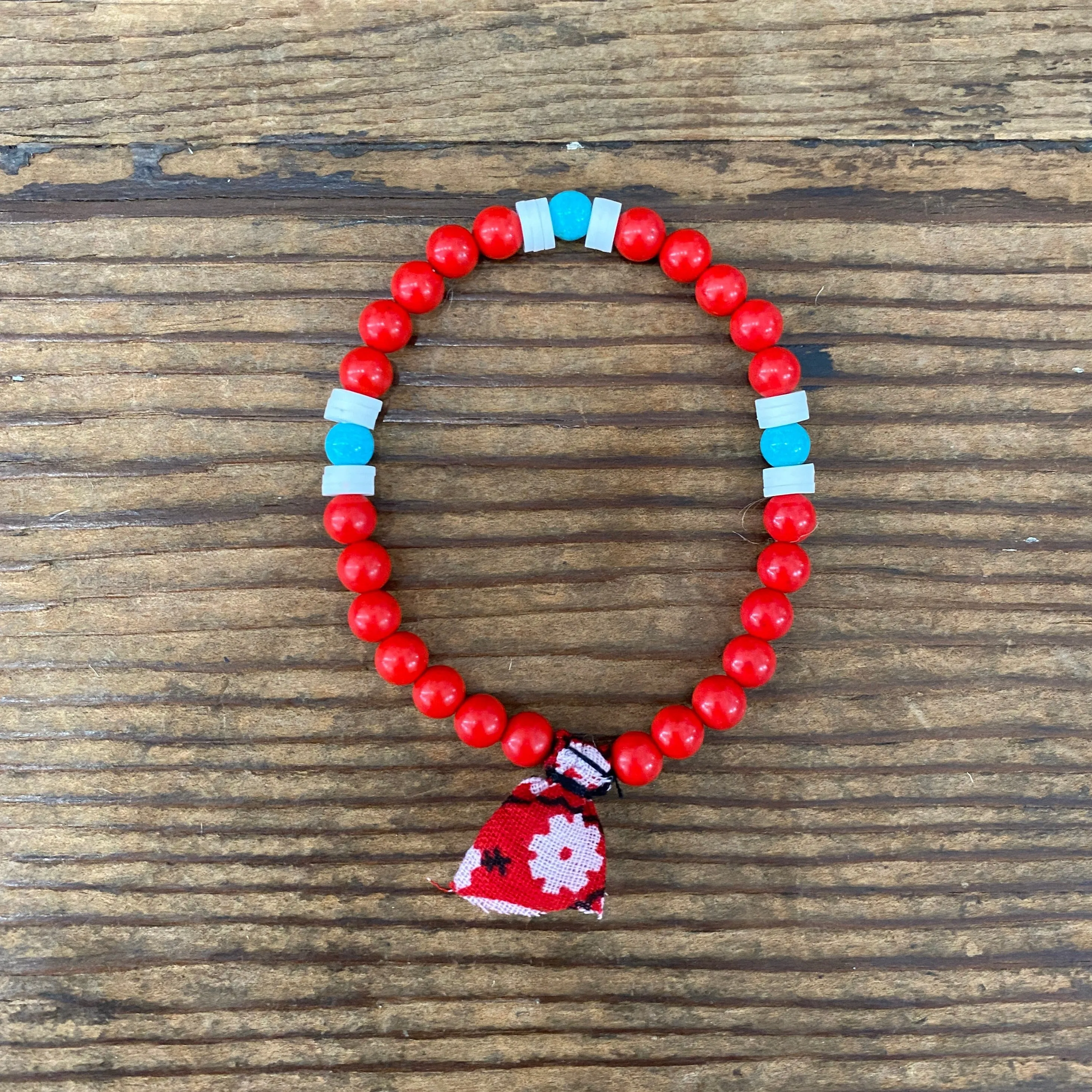 Hanami Bead Bracelet Dark Red/White/Turq