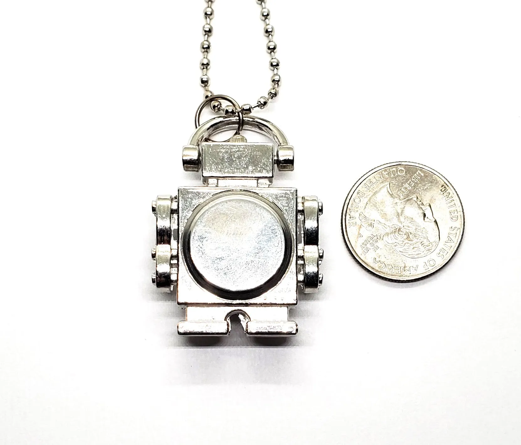 Handmade Silver Steampunk Robot Necklace