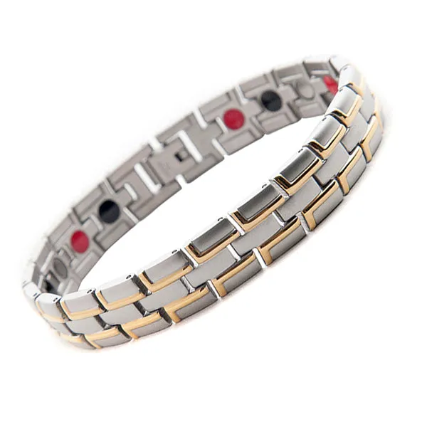 Healing Magnetic Bracelet Men/Woman 316L Stainless Steel 3 Health Care Elements(Magnetic,FIR,Germanium) Gold Bracelet Hand Chain