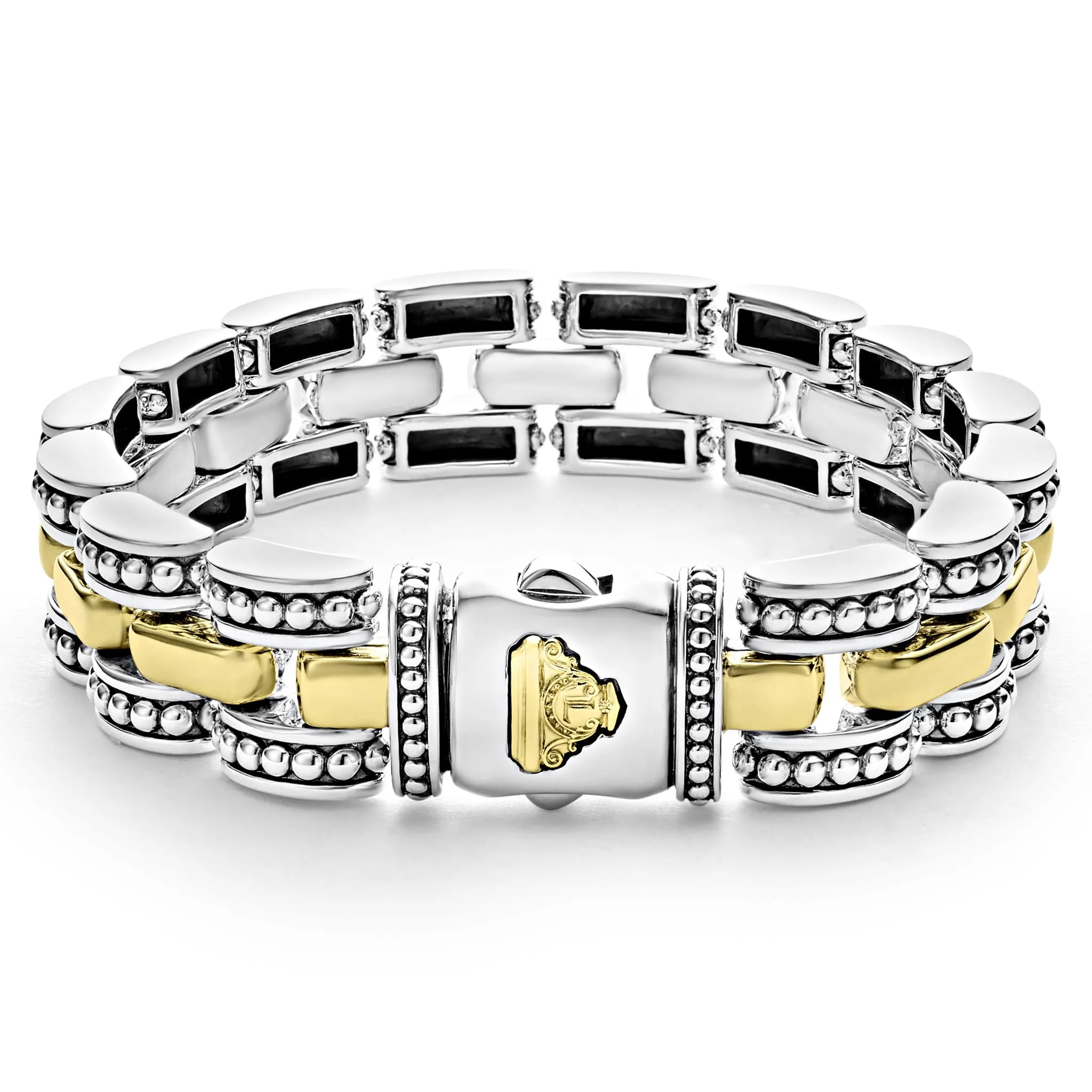 High Bar Two-Tone Caviar Link Bracelet