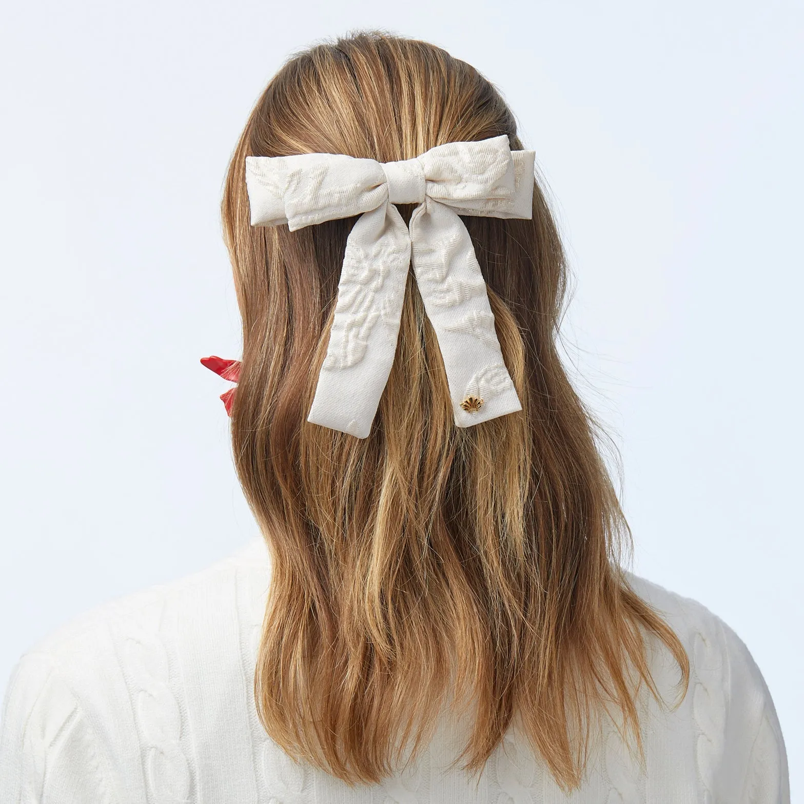 IVORY LILY JACQUARD ANTOINETTE BOW BARRETTE