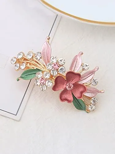 Kairangi Hair Clips for Women Girls Barrette Hair Clips for Women Hair Accessories for Women Enameled Floral Clips for Women French Barrette Hair Clips for Women and Girls Gift For Women & Girls