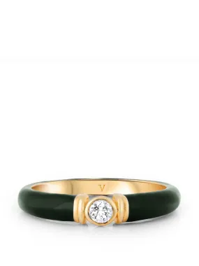 Kiki green enamel ring with white topaz