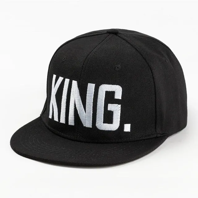 KING QUEEN Embroidery Baseball Adjustable Snapback Cap