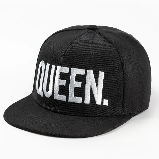 KING QUEEN Embroidery Baseball Adjustable Snapback Cap