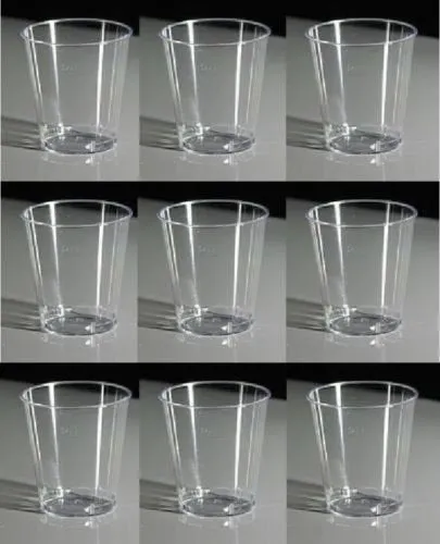 Kingfisher Catering Pack of 32 x 30ml Strong Clear Plastic Reusable Jelly Shot Glasses