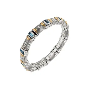 Konstantino Delos 2.0 Silver and 18K Gold Swiss Blue Topaz Bracelet