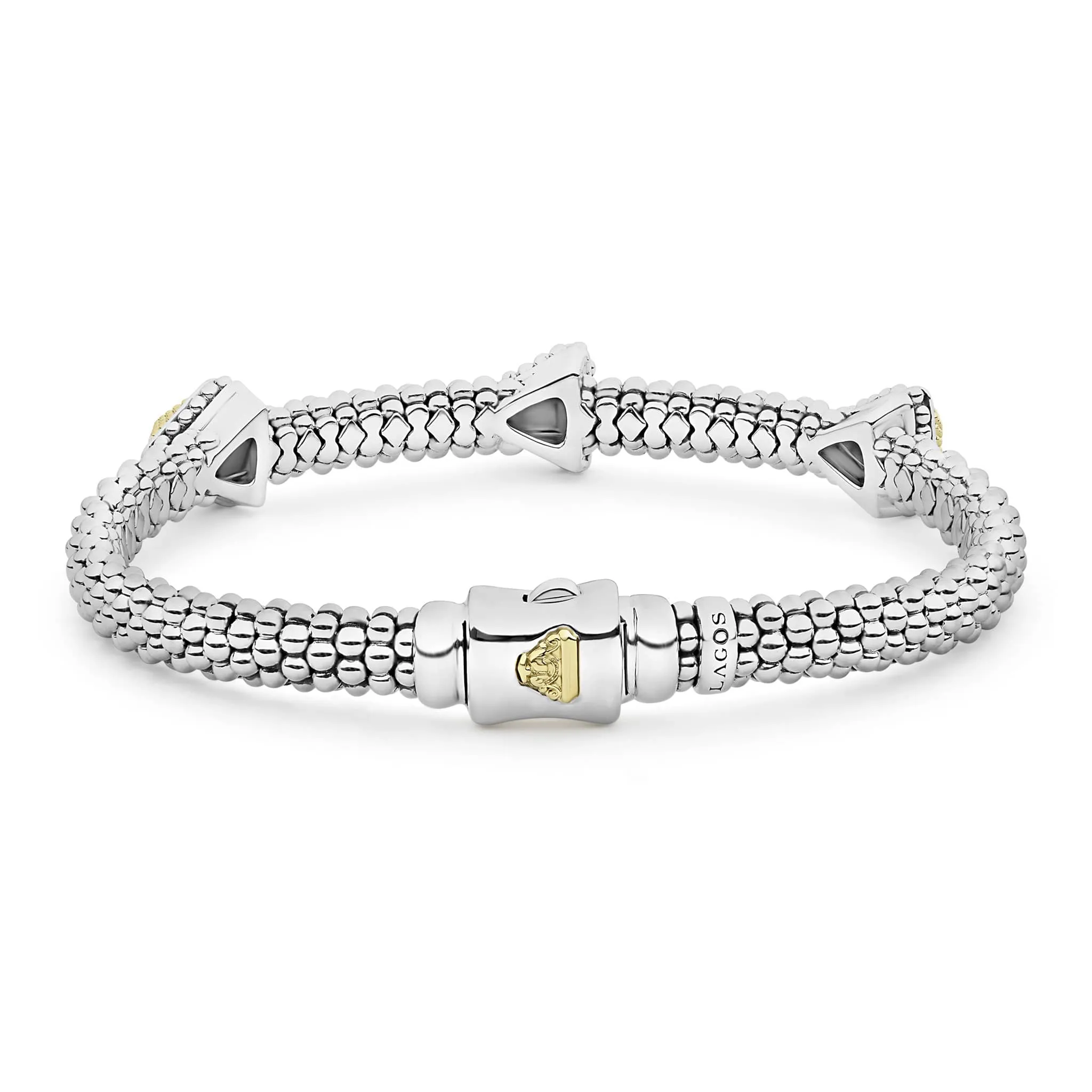 KSL Three Station Pyramid Caviar Bracelet | 6mm