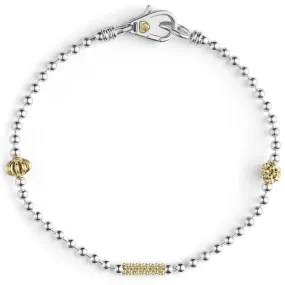 LAGOS Caviar Icon Beaded Bracelet in Sterling Silver and 18K Yellow Gold - Size Medium (7)