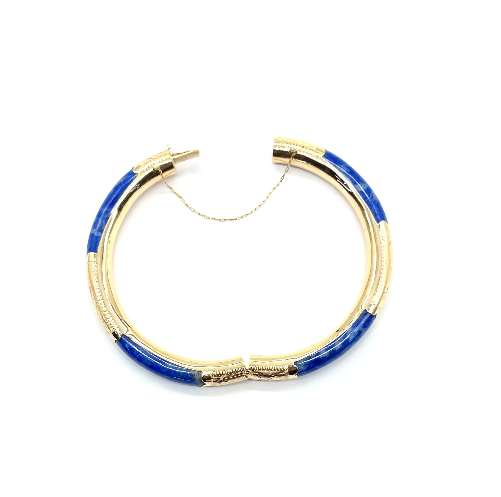 Lapis Inlay Etched Bangle