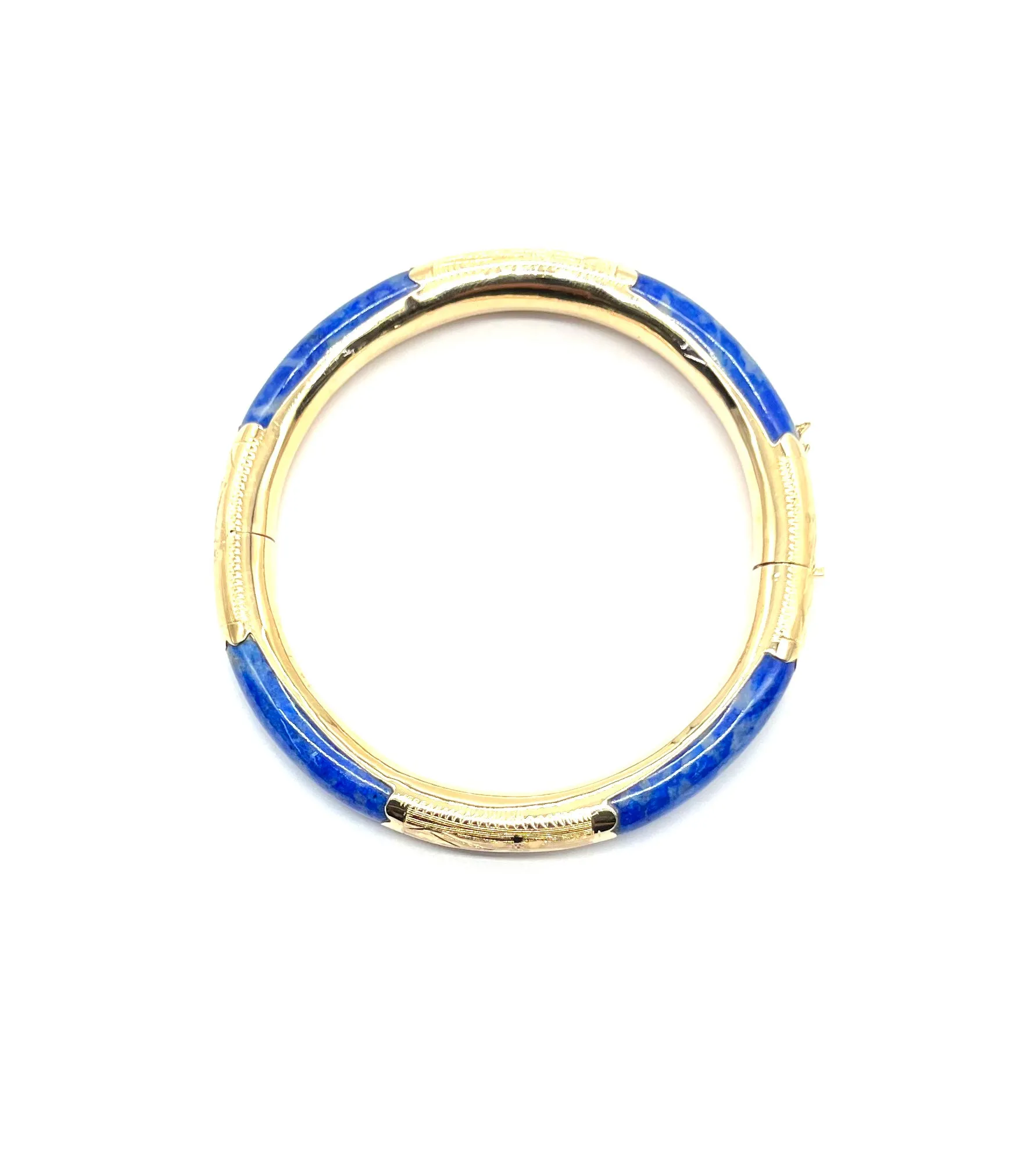 Lapis Inlay Etched Bangle