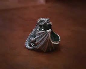 Large 925 Sterling Silver Dragon Celtic Fantasy Viking Adjustable Ring