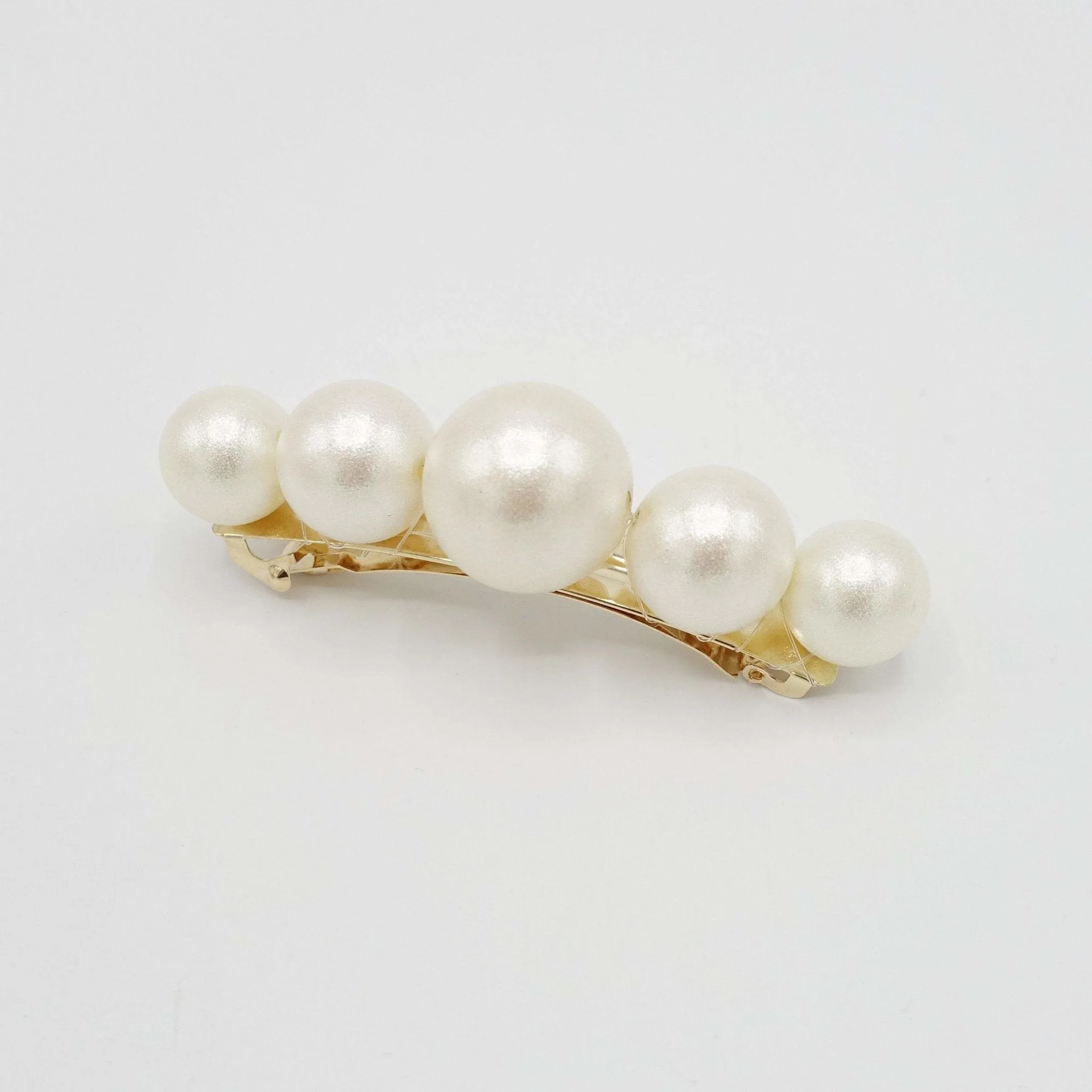 large cotton pearl ball beaded hair barrette