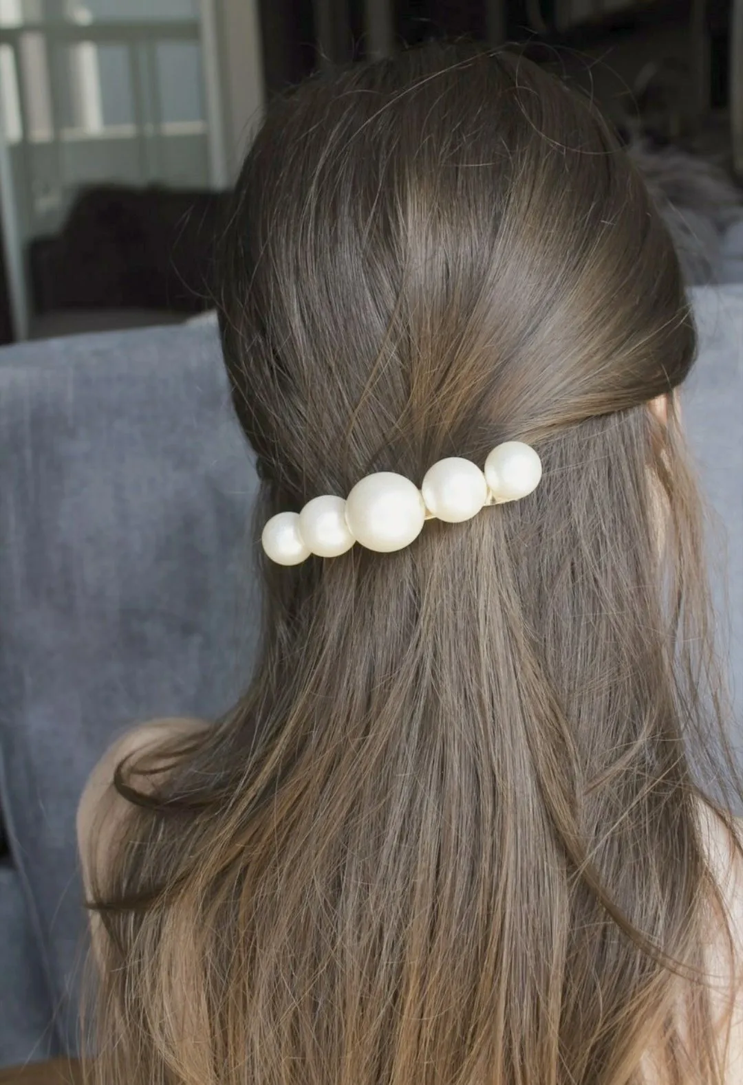 large cotton pearl ball beaded hair barrette