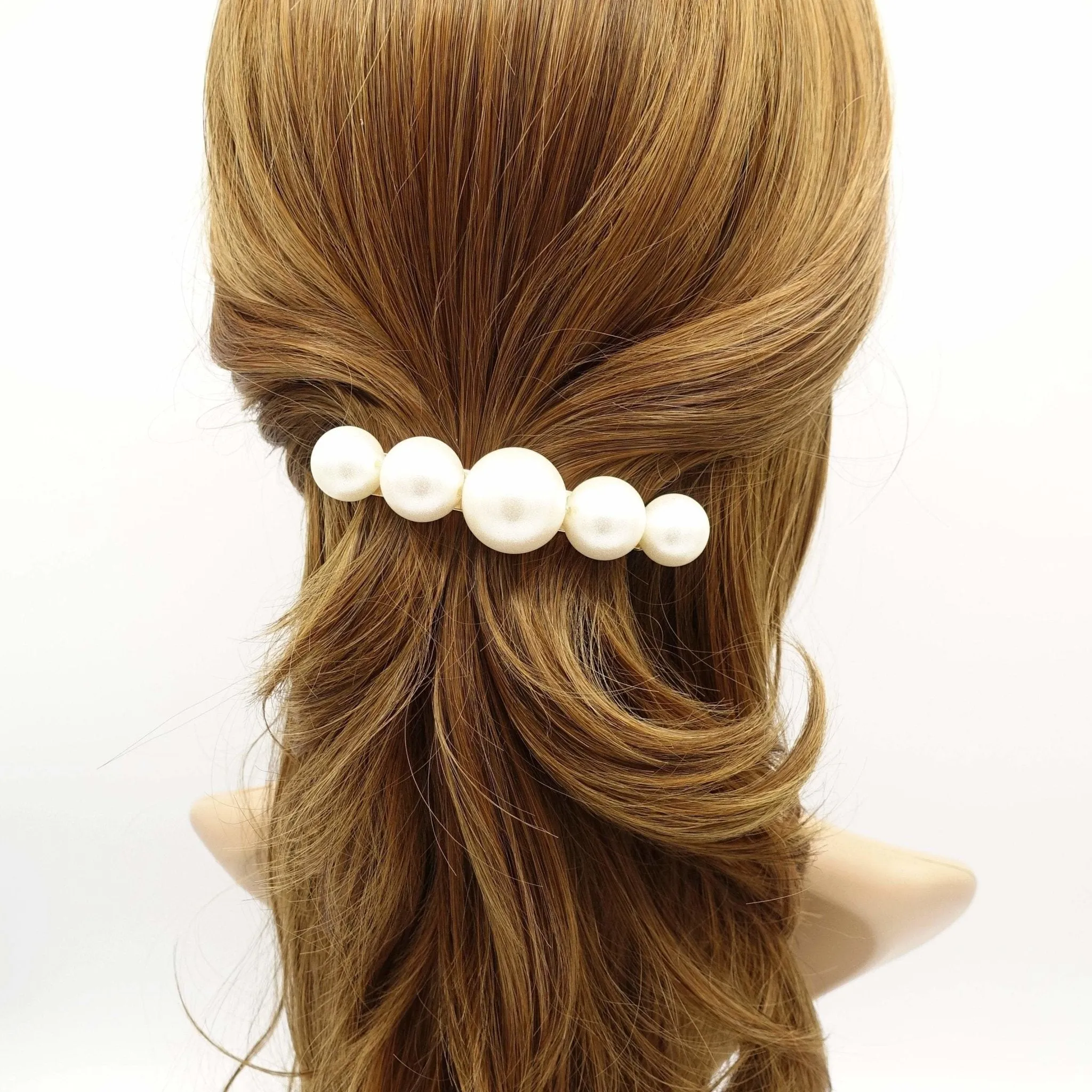 large cotton pearl ball beaded hair barrette