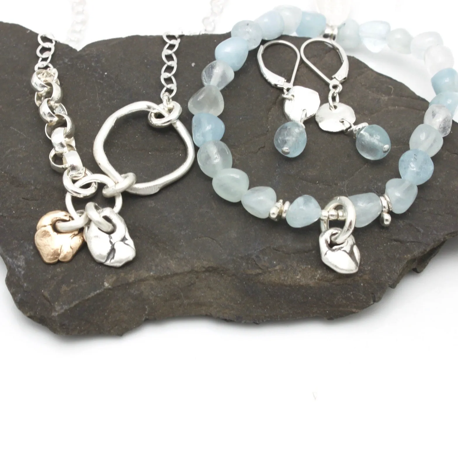 Lava Form Collection:  Wai Aquamarine Nugget Stretch Bracelet