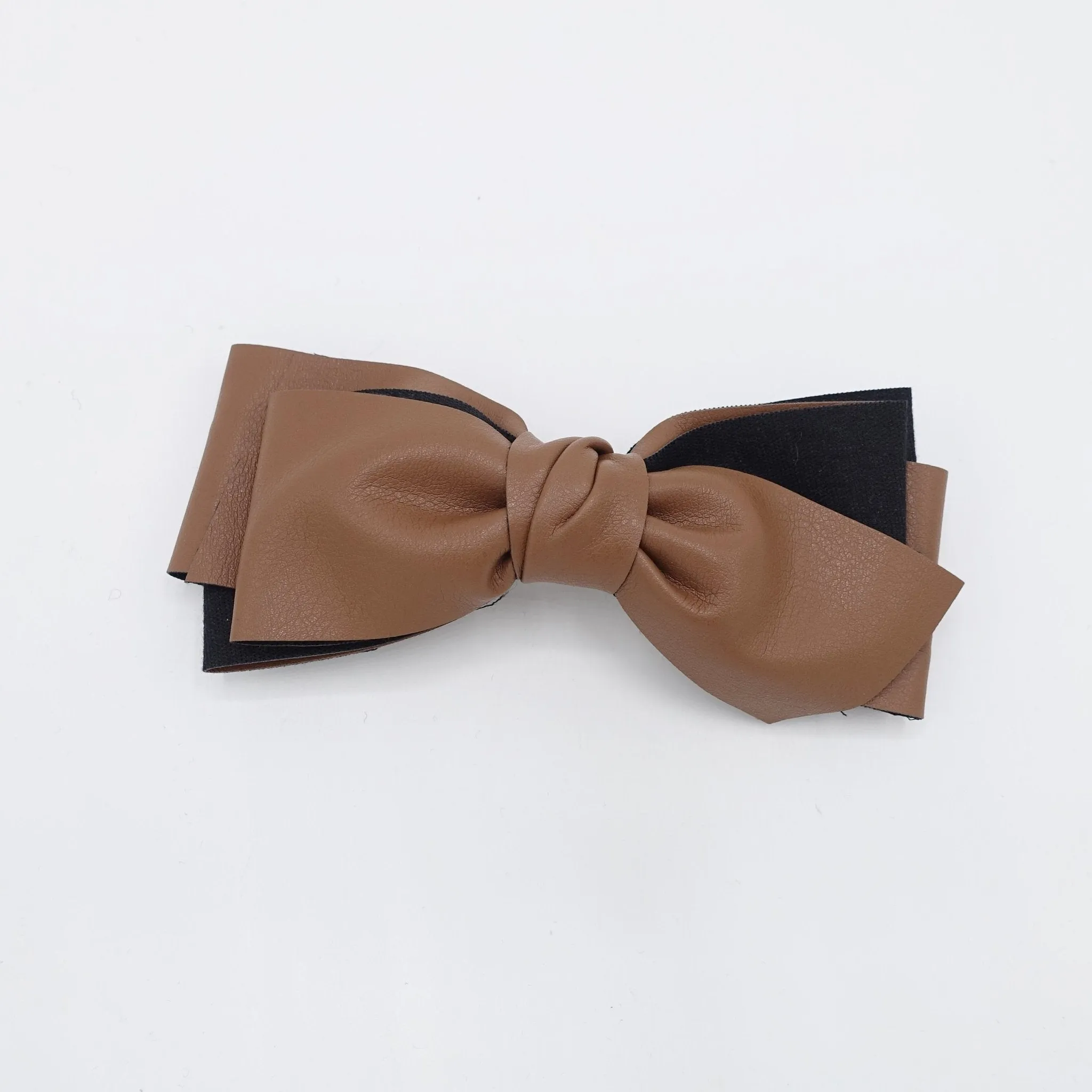 leather hair bow multi layered stylish Fall Winter hair accessory for women