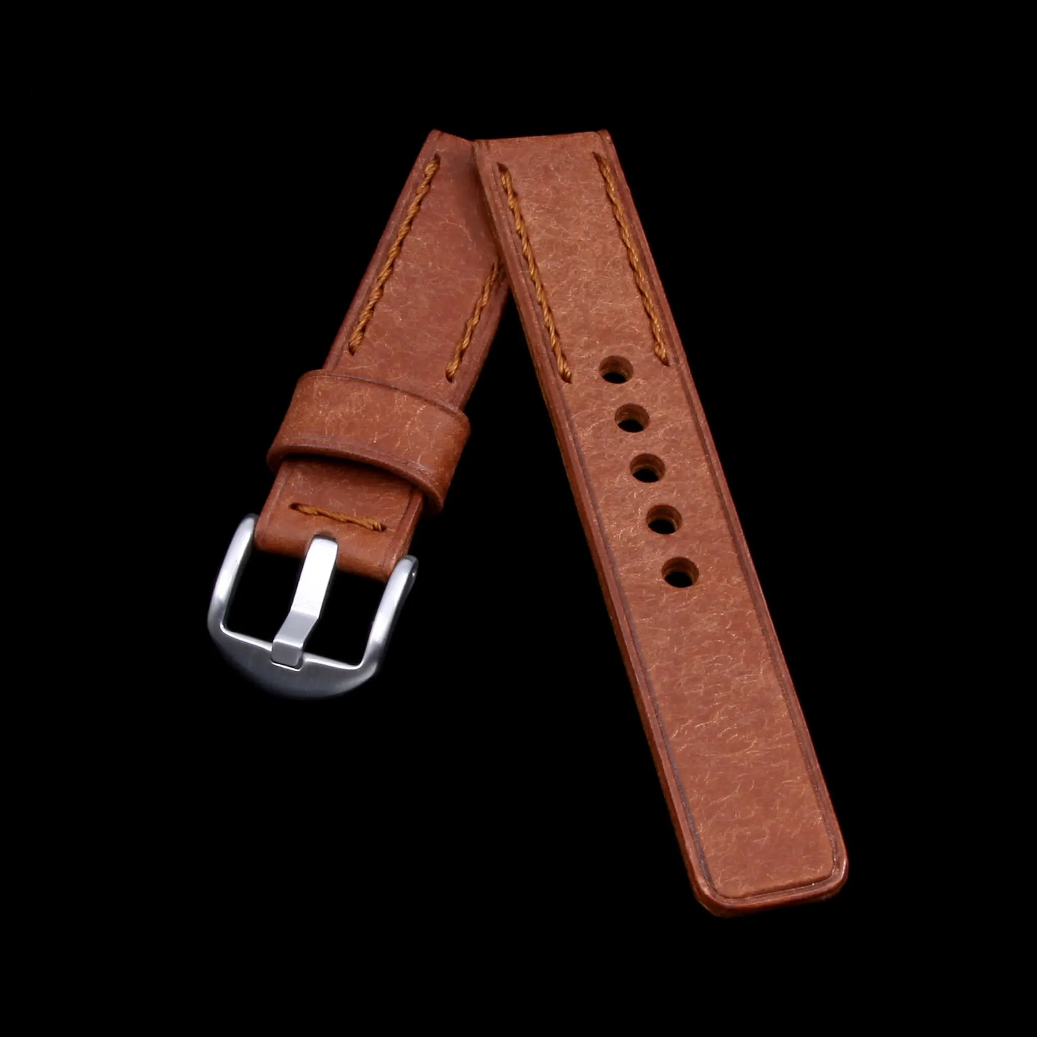 Leather Watch Strap, Rustic Russet | Chain Stitch