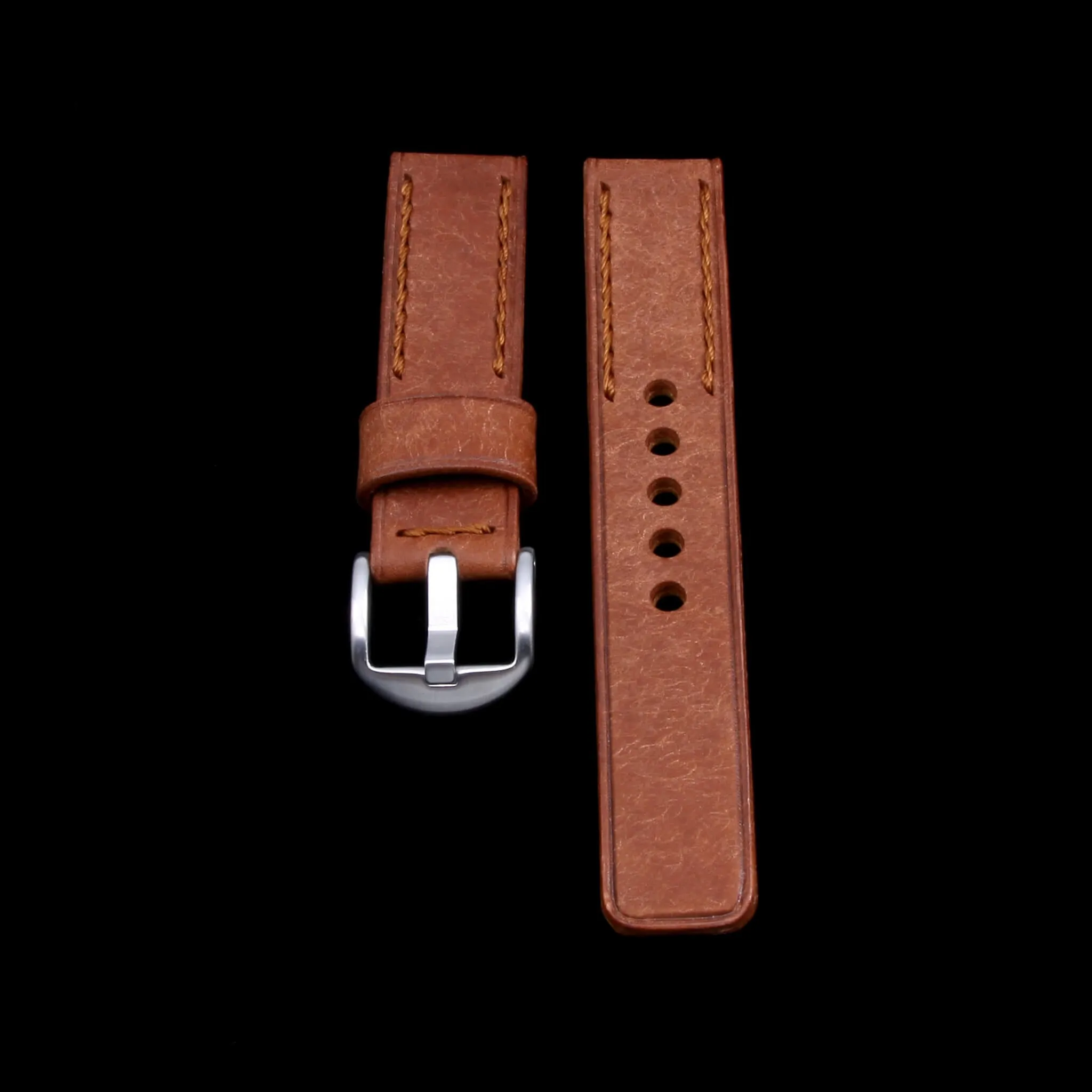 Leather Watch Strap, Rustic Russet | Chain Stitch