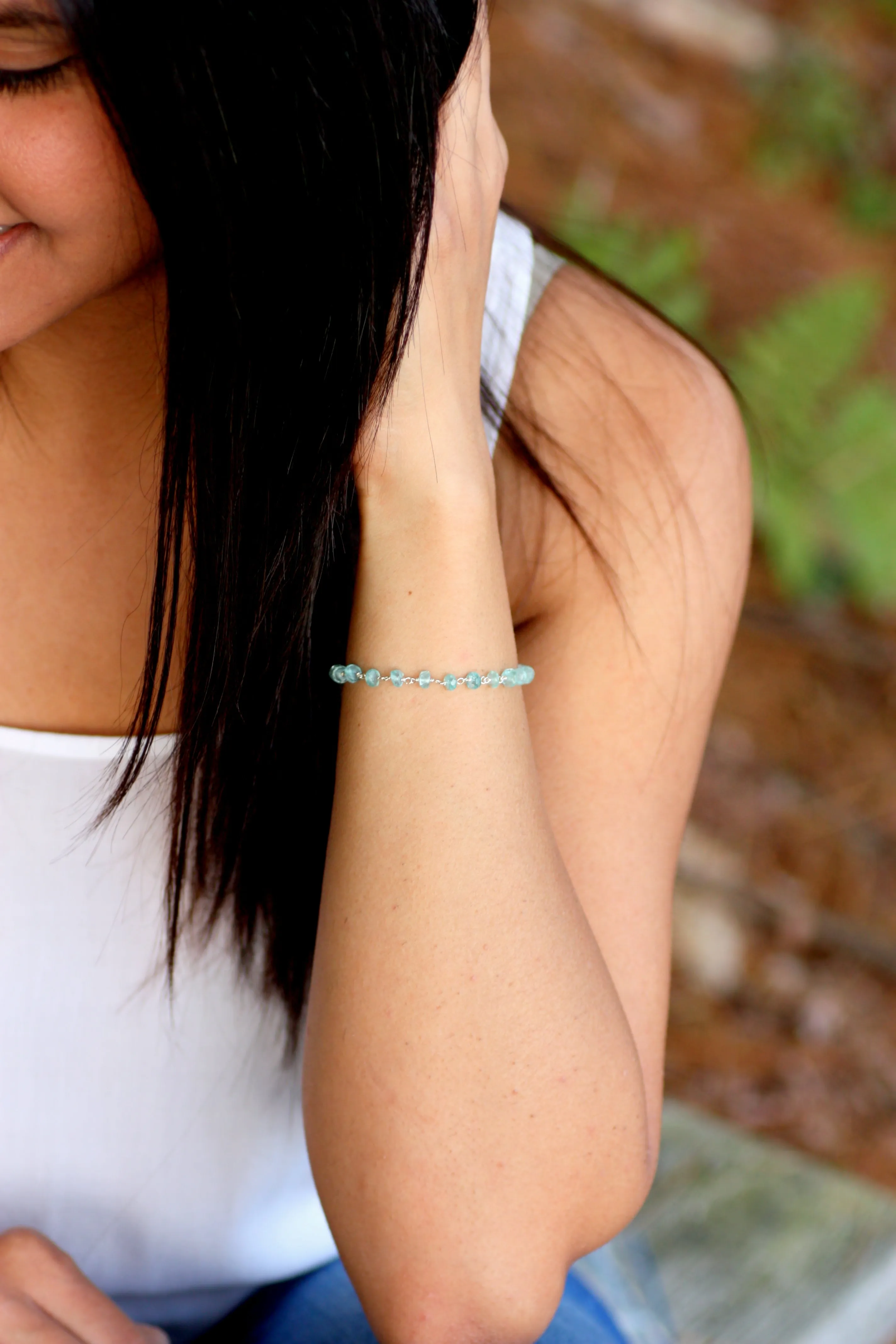 London Blue Topaz Bracelet in Wire Wrapped Gold