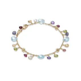 Marco Bicego Paradise 18K Yellow Gold Blue Topaz and Mixed Gemstone Single Strand Bracelet