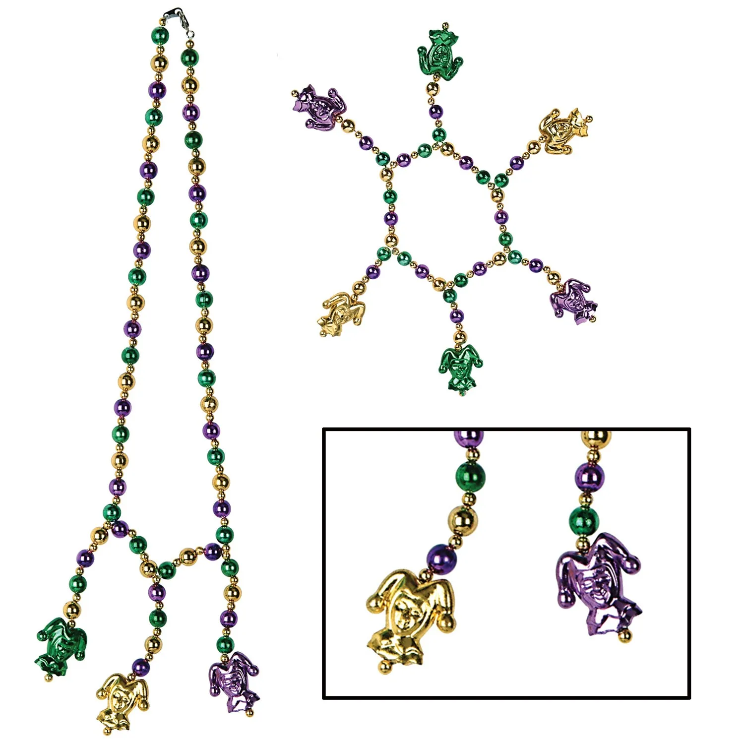 Mardi Gras Beads Choker Bracelet Set 18in & 7in. Each