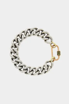 Mega Curb Bracelet, Silver & Yellow Gold