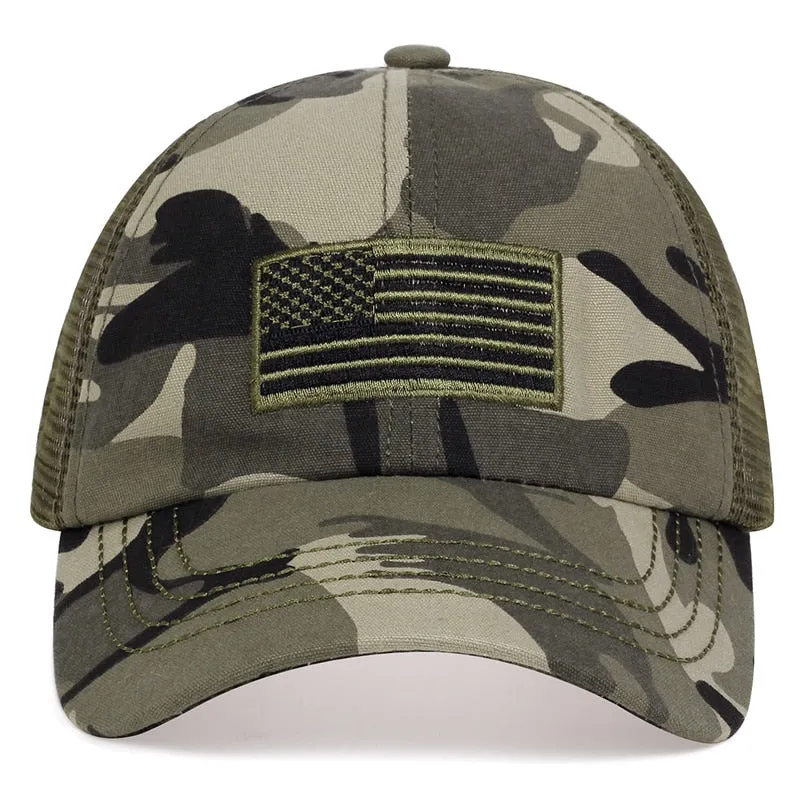 Men's USA American Flag Baseball Cap Embroidered Trucker Hat Military Army Hat