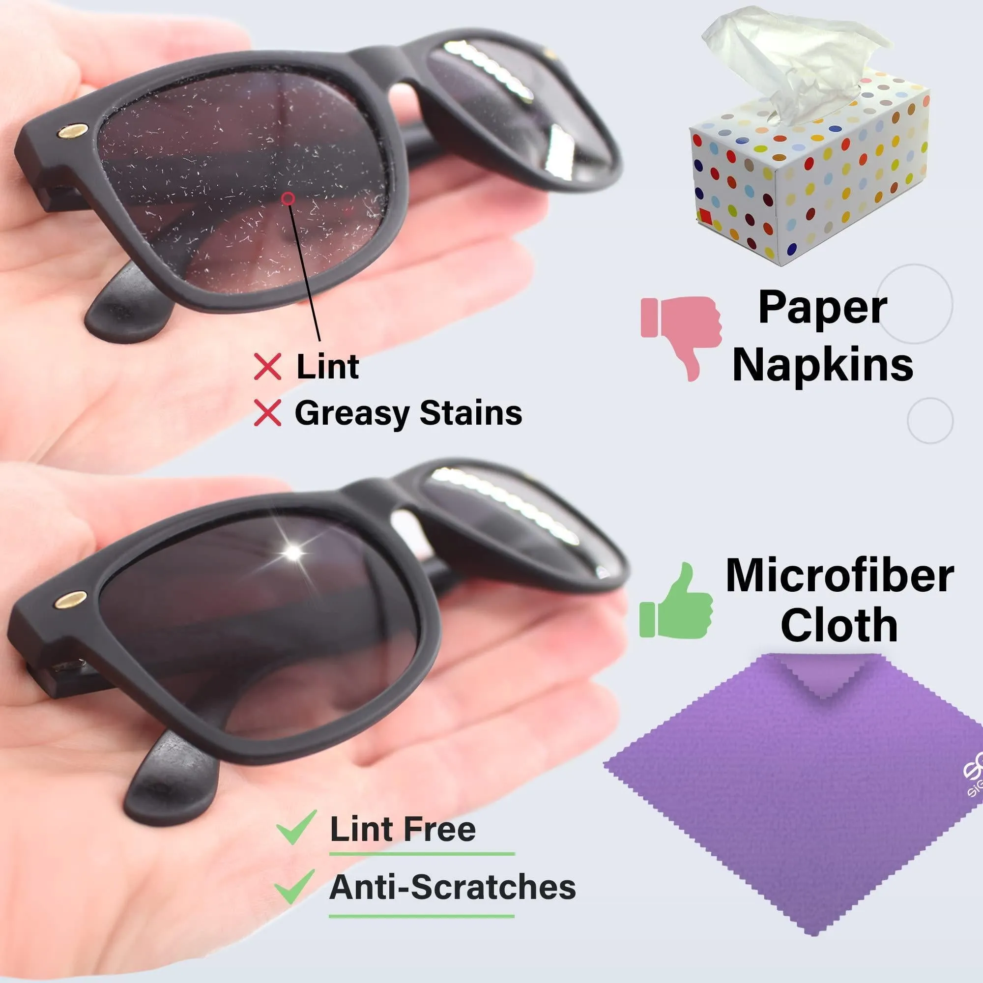 Microfiber Cleaning Cloth for Glasses Lens Camera Phone Screen 12 Pcs 15x15 cm