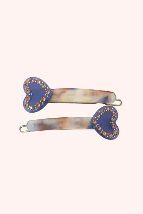 Mini Bedazzled Hearts Barrette Pair Lender Multi