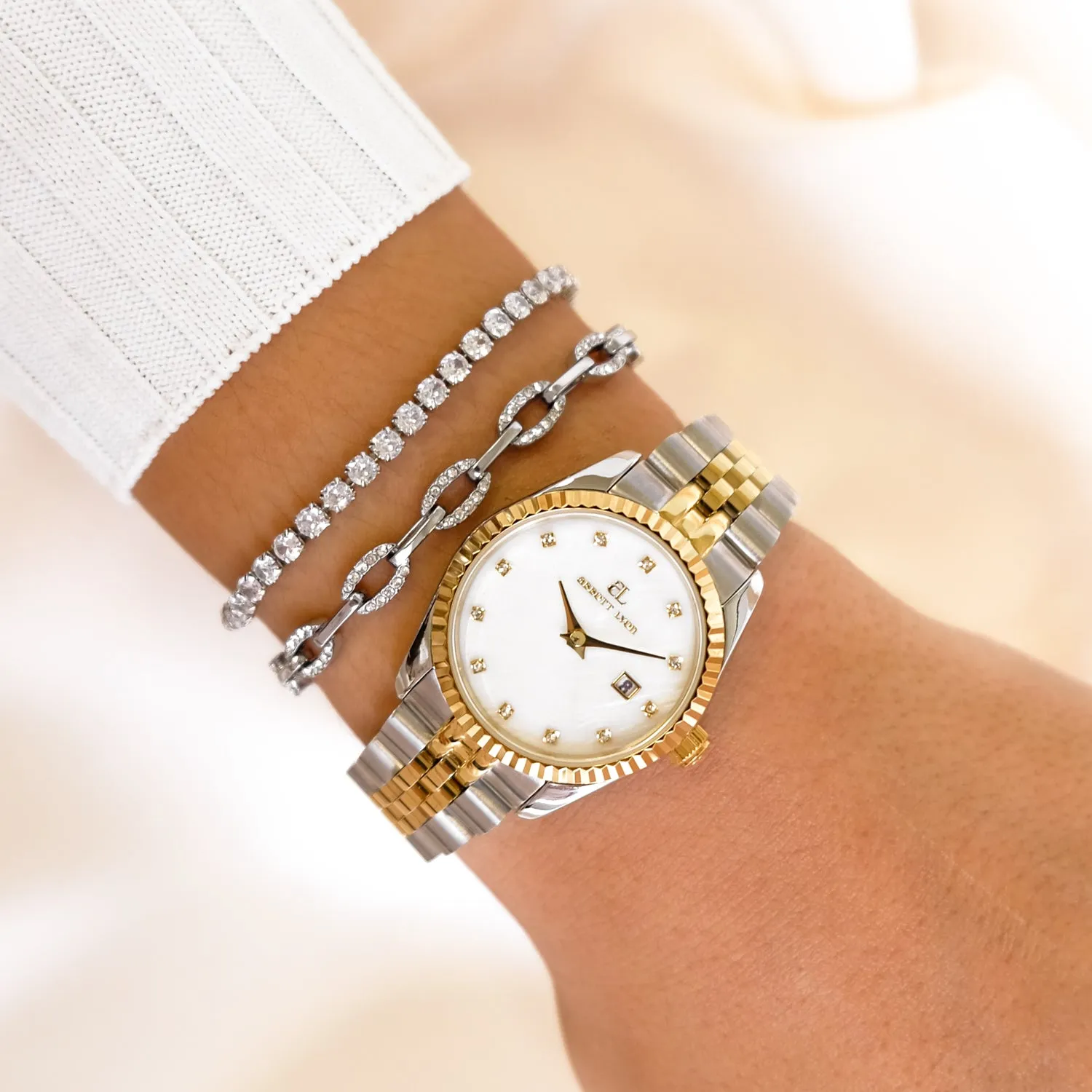 Mini Two Tone Pearl Link Belgravia 30 Watch