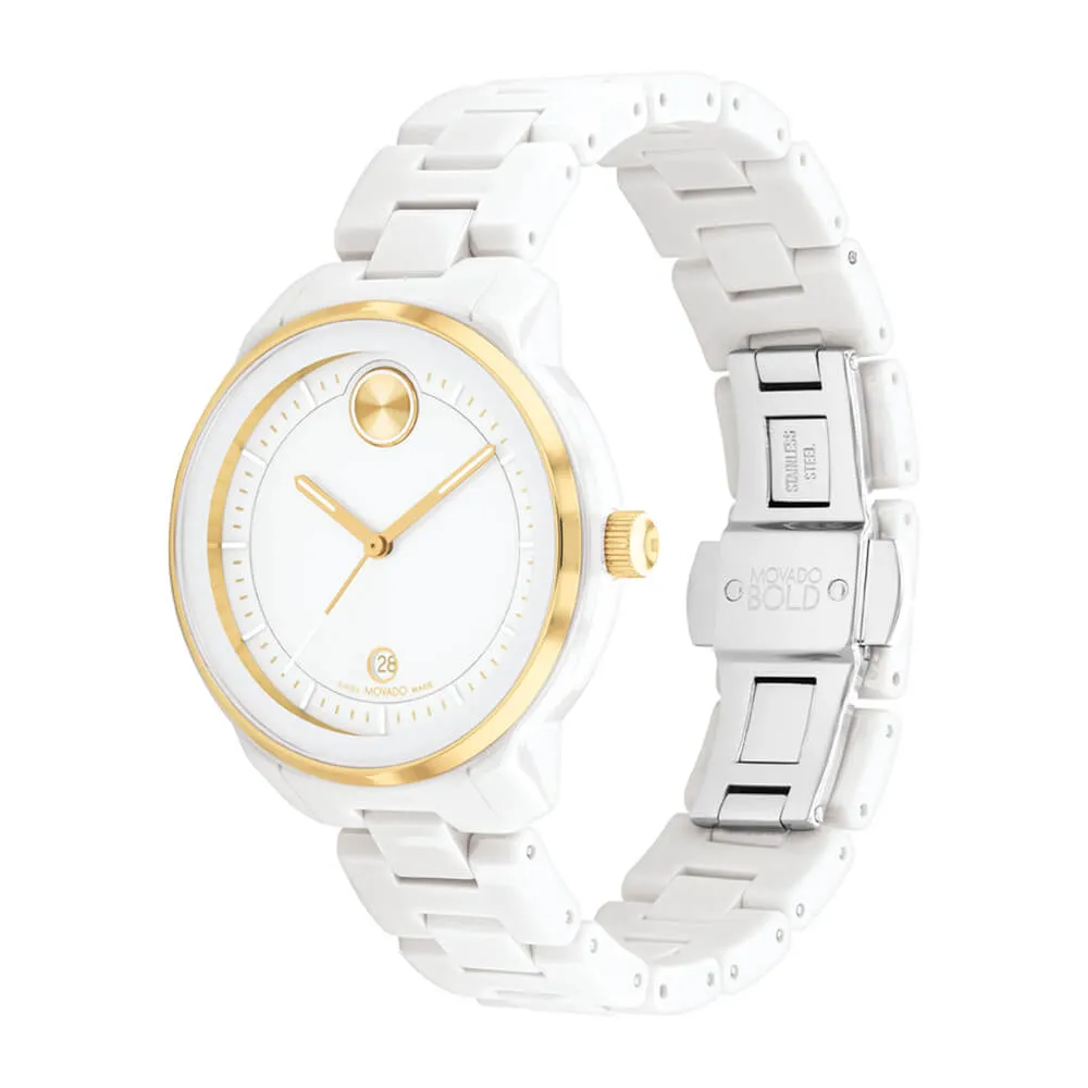 Movado BOLD Verso White Ceramic Women's Watch 3600934