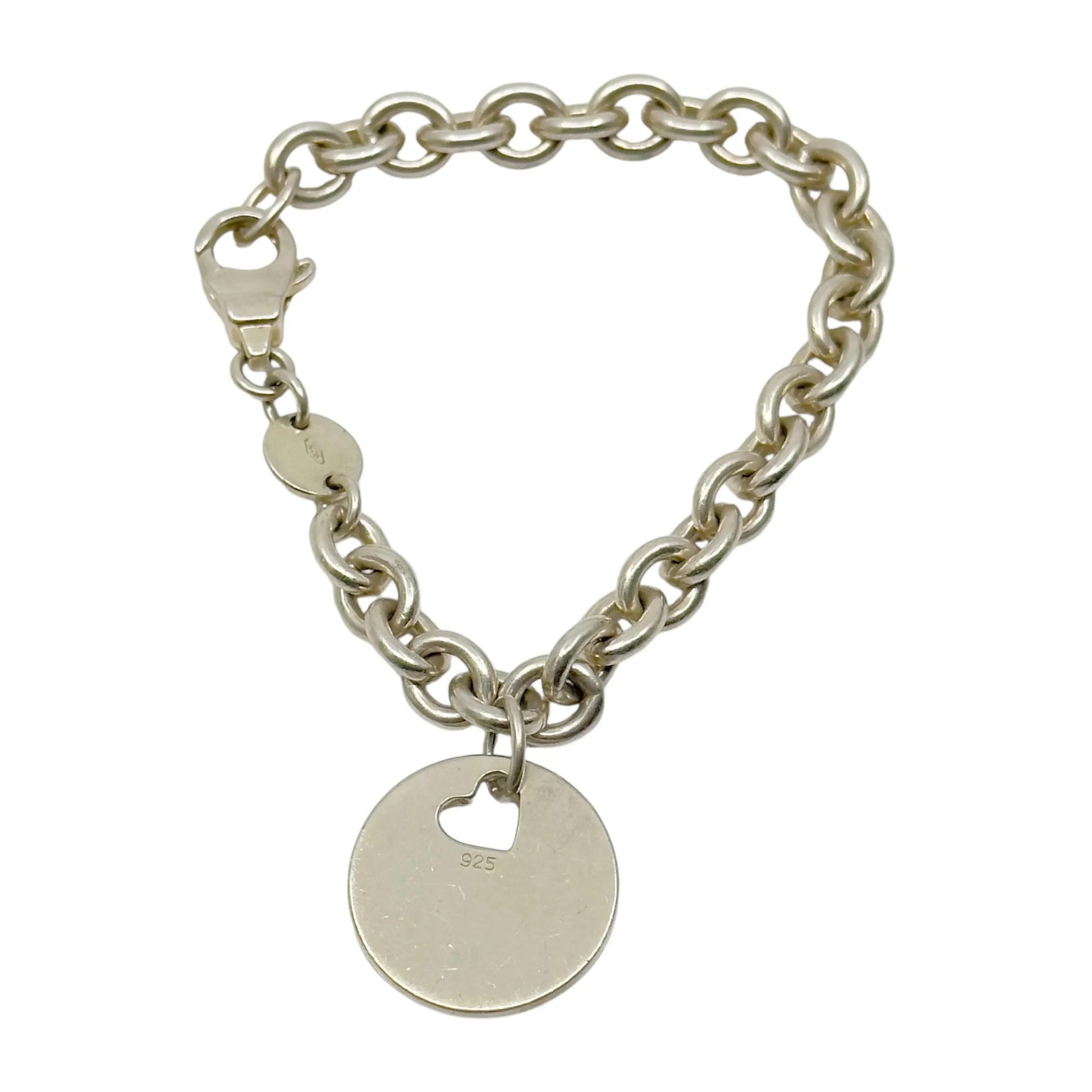 Movado sterling silver Heart Tag charm bracelet