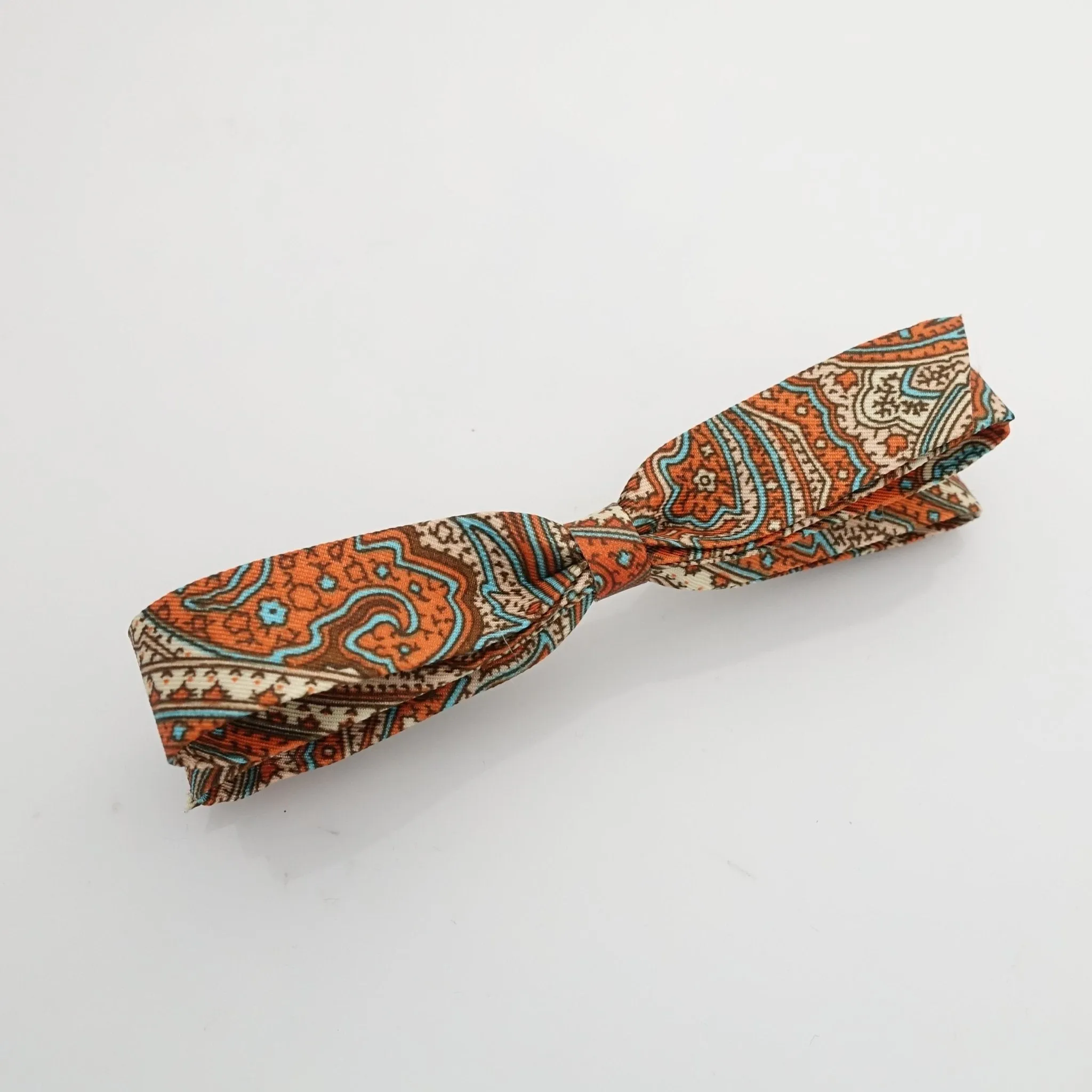 narrow satin hair bow paisley print bow french barrette women hair accessory