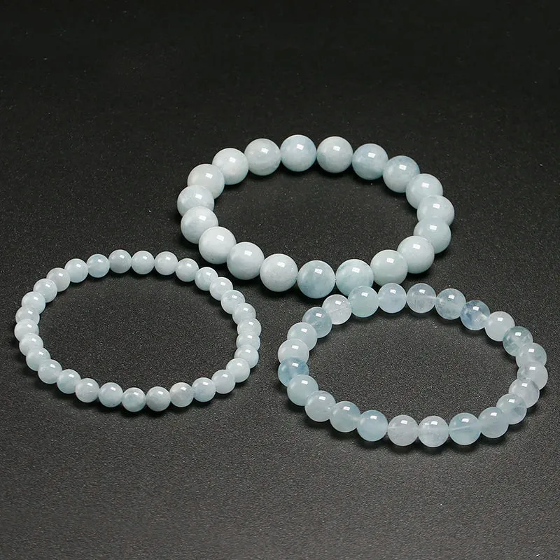 Natural Aquamarine Gemstone Yoga Bracelet - Unisex