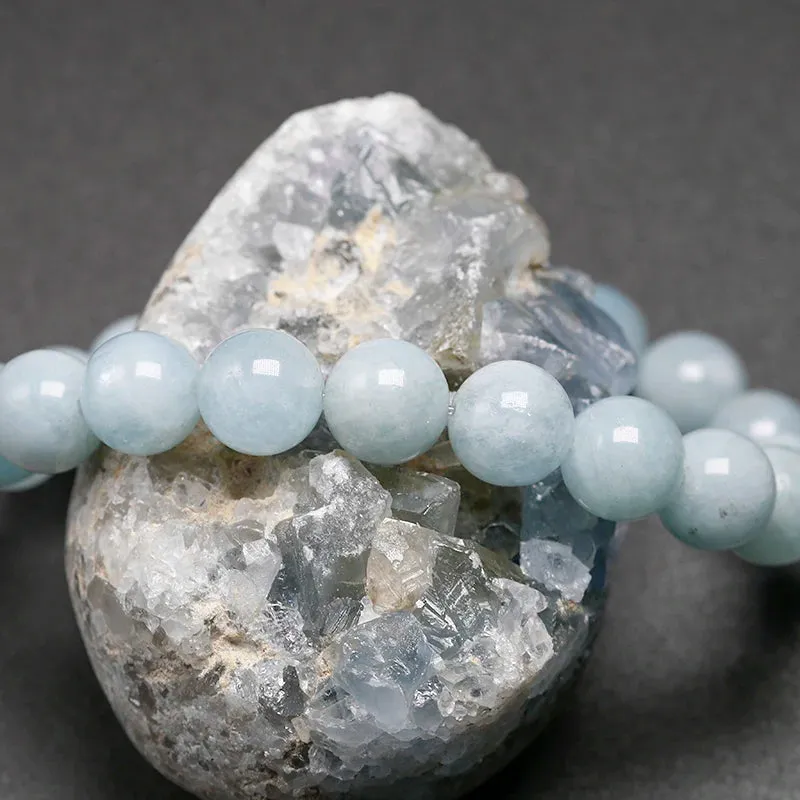 Natural Aquamarine Gemstone Yoga Bracelet - Unisex