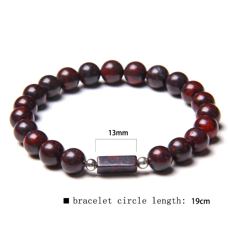 Natural Bloodstone Beads Bracelet Round 8mm Energy Tiger Eye Stone Beaded Charm Bracelet for Women Men Yoga Jewelry Dropshipping