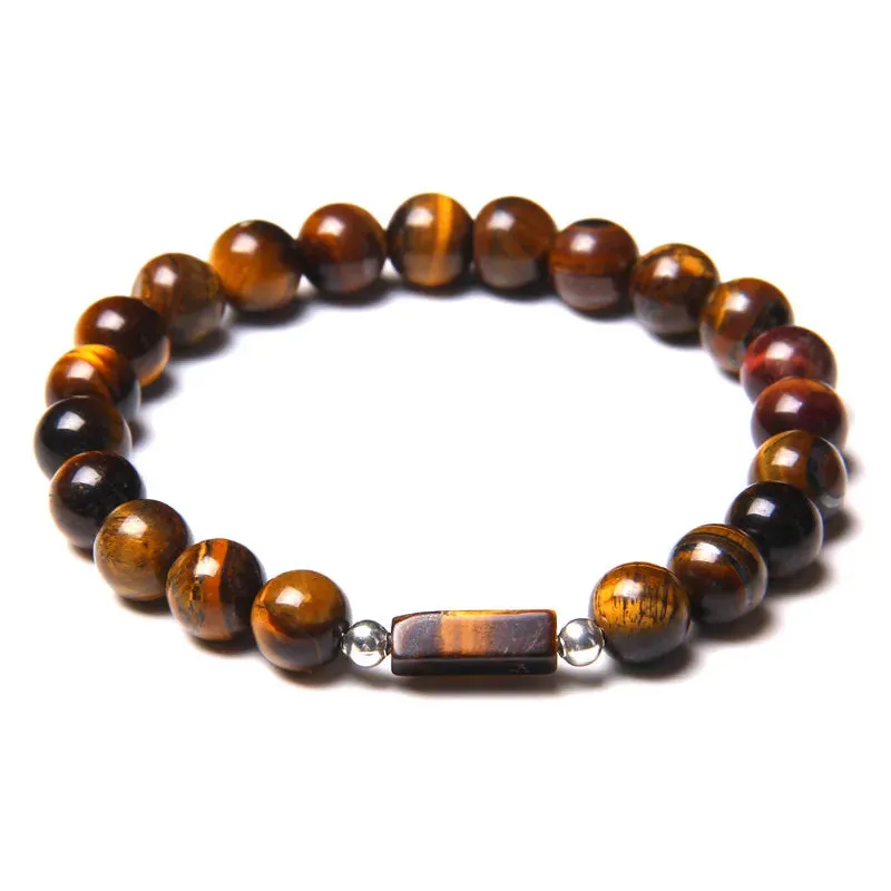 Natural Bloodstone Beads Bracelet Round 8mm Energy Tiger Eye Stone Beaded Charm Bracelet for Women Men Yoga Jewelry Dropshipping