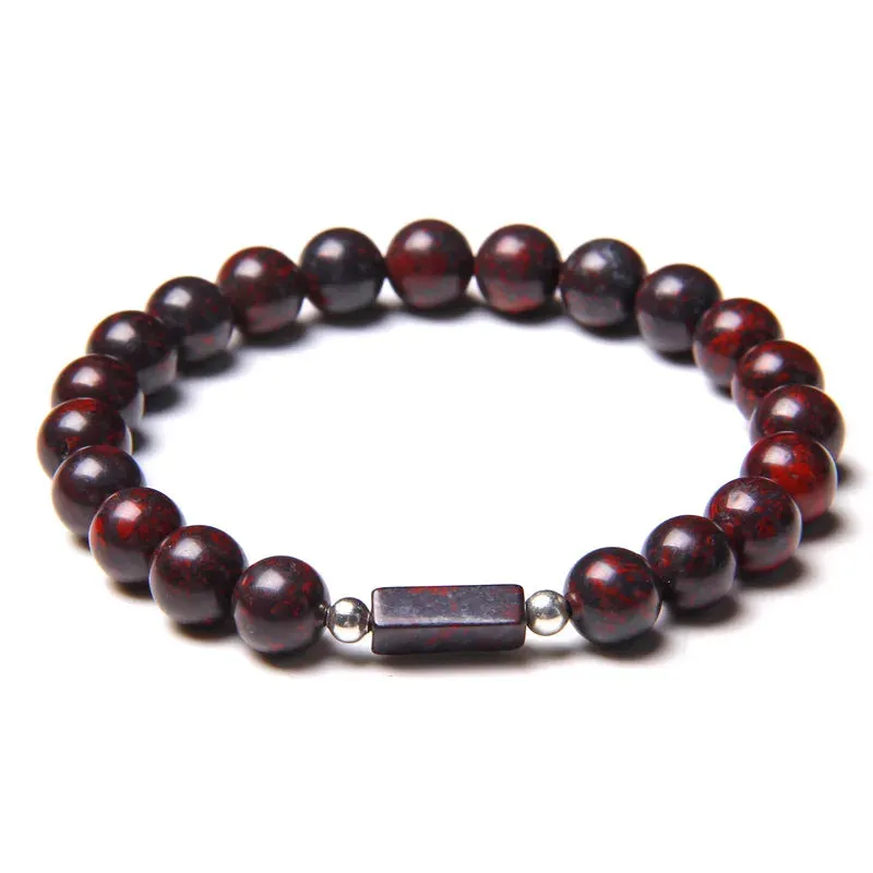 Natural Bloodstone Beads Bracelet Round 8mm Energy Tiger Eye Stone Beaded Charm Bracelet for Women Men Yoga Jewelry Dropshipping