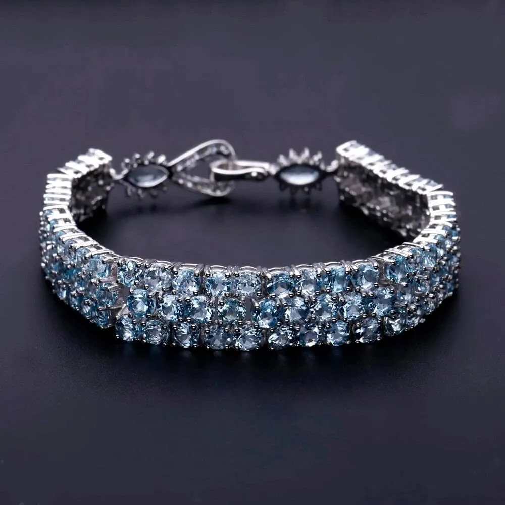 Natural Sky Blue Topaz Gemstone Bracelet