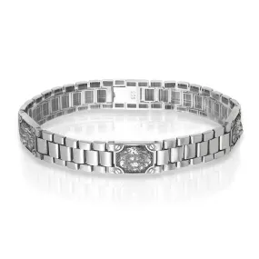 Noble Lion Link Bracelet, Rhodium Plated .925 Sterling Silver