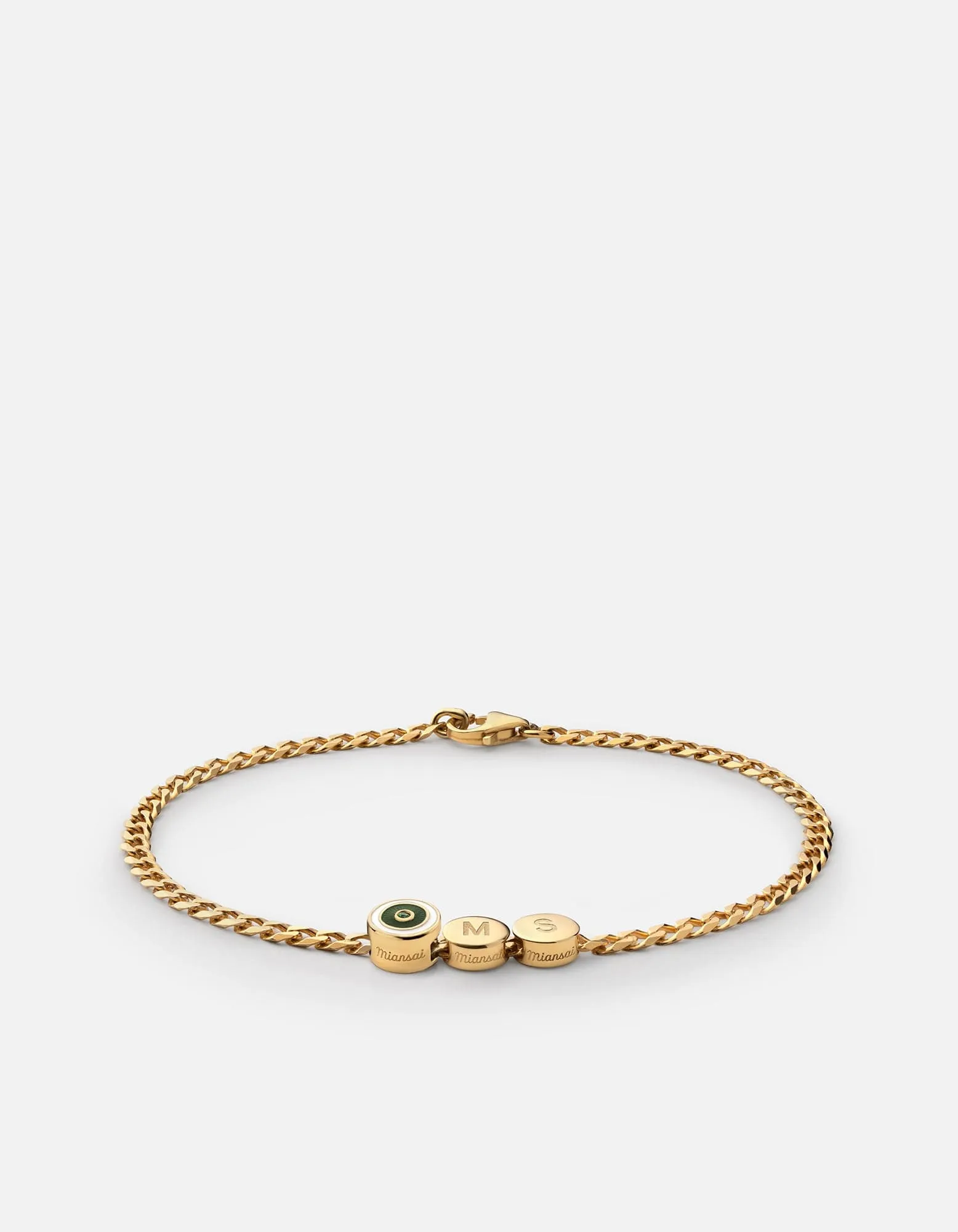 Opus Chalcedony Type Chain Bracelet, Gold Vermeil/Green