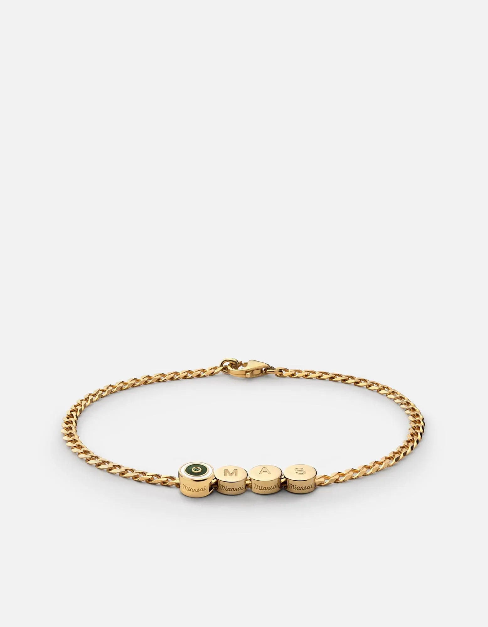 Opus Chalcedony Type Chain Bracelet, Gold Vermeil/Green