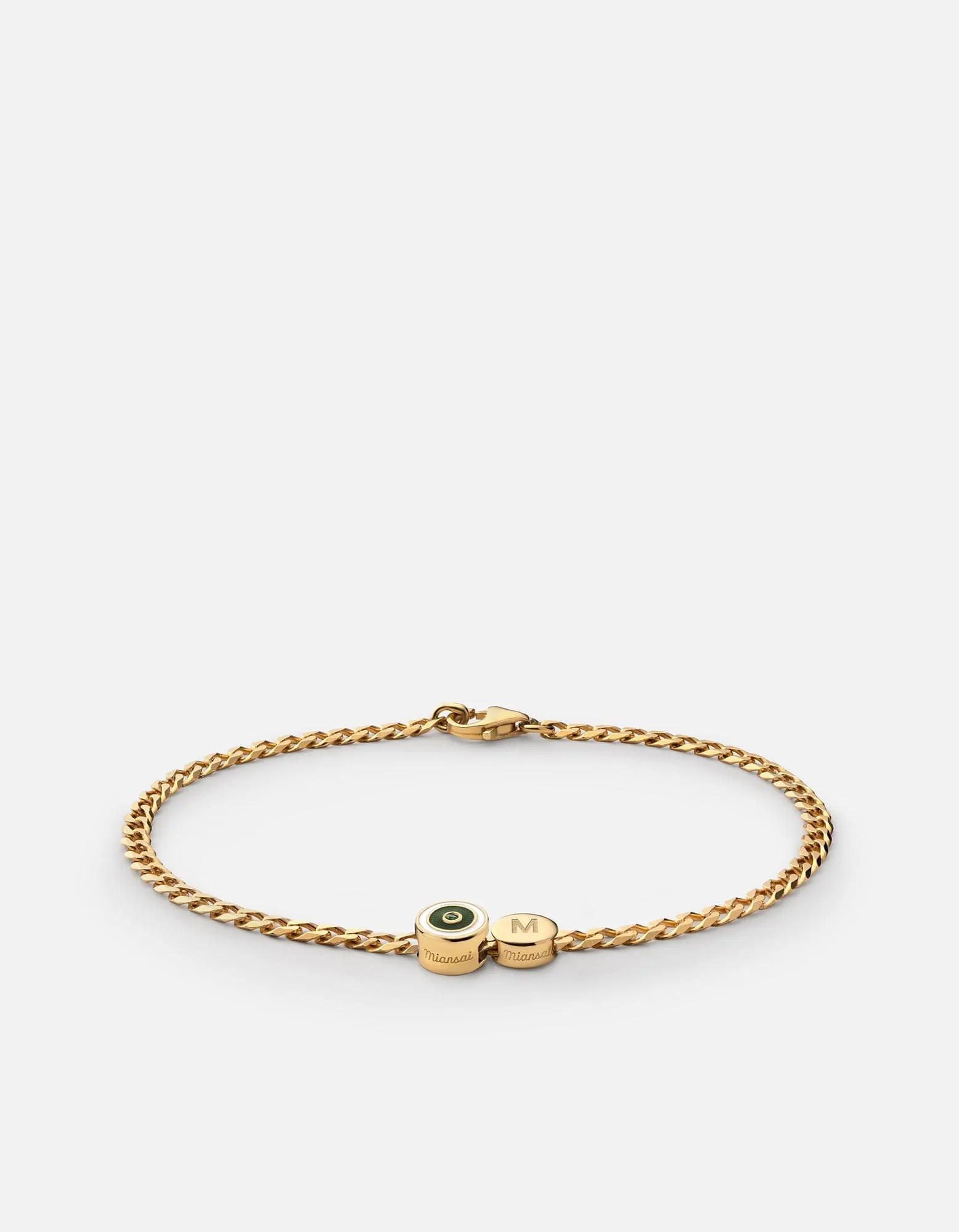 Opus Chalcedony Type Chain Bracelet, Gold Vermeil/Green