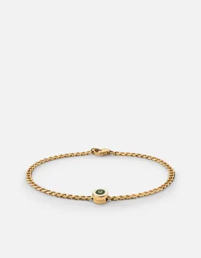 Opus Chalcedony Type Chain Bracelet, Gold Vermeil/Green