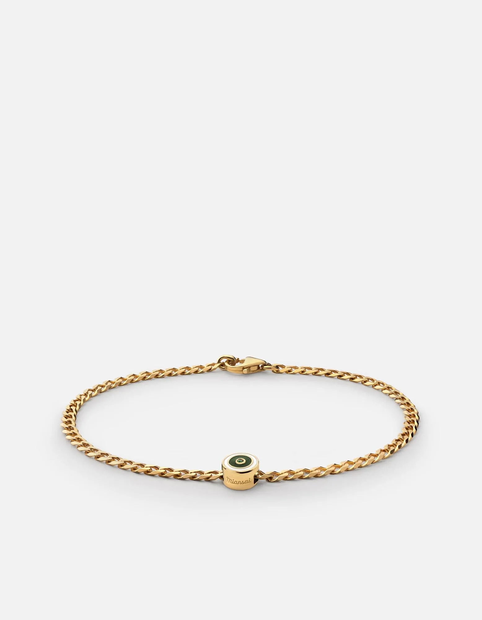 Opus Chalcedony Type Chain Bracelet, Gold Vermeil/Green