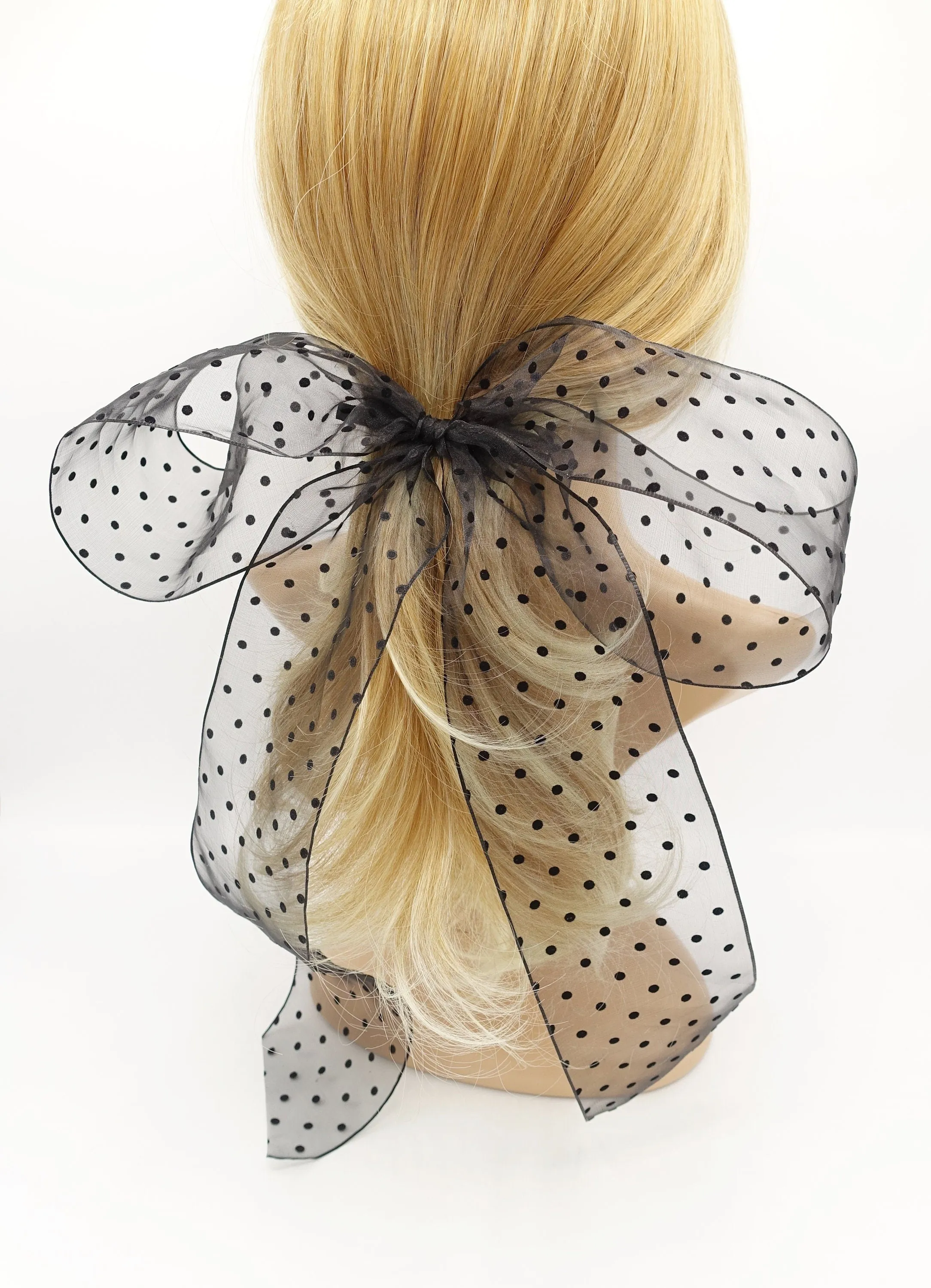 organza dot hair bow solid giant stylish hair accessory for women