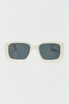 Oversized Rectangular Sunglasses With Wide Frame in White