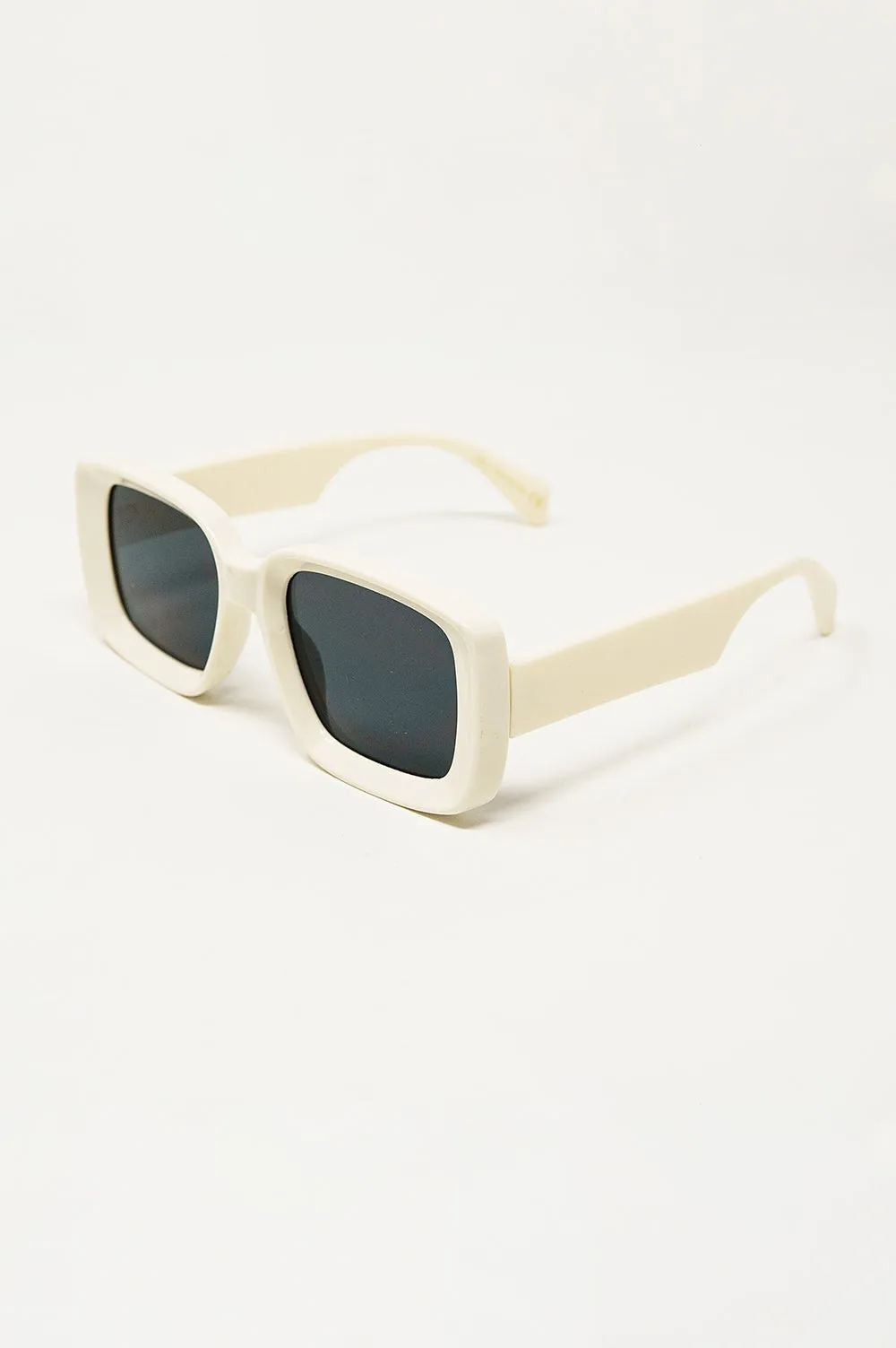 Oversized Rectangular Sunglasses With Wide Frame in White