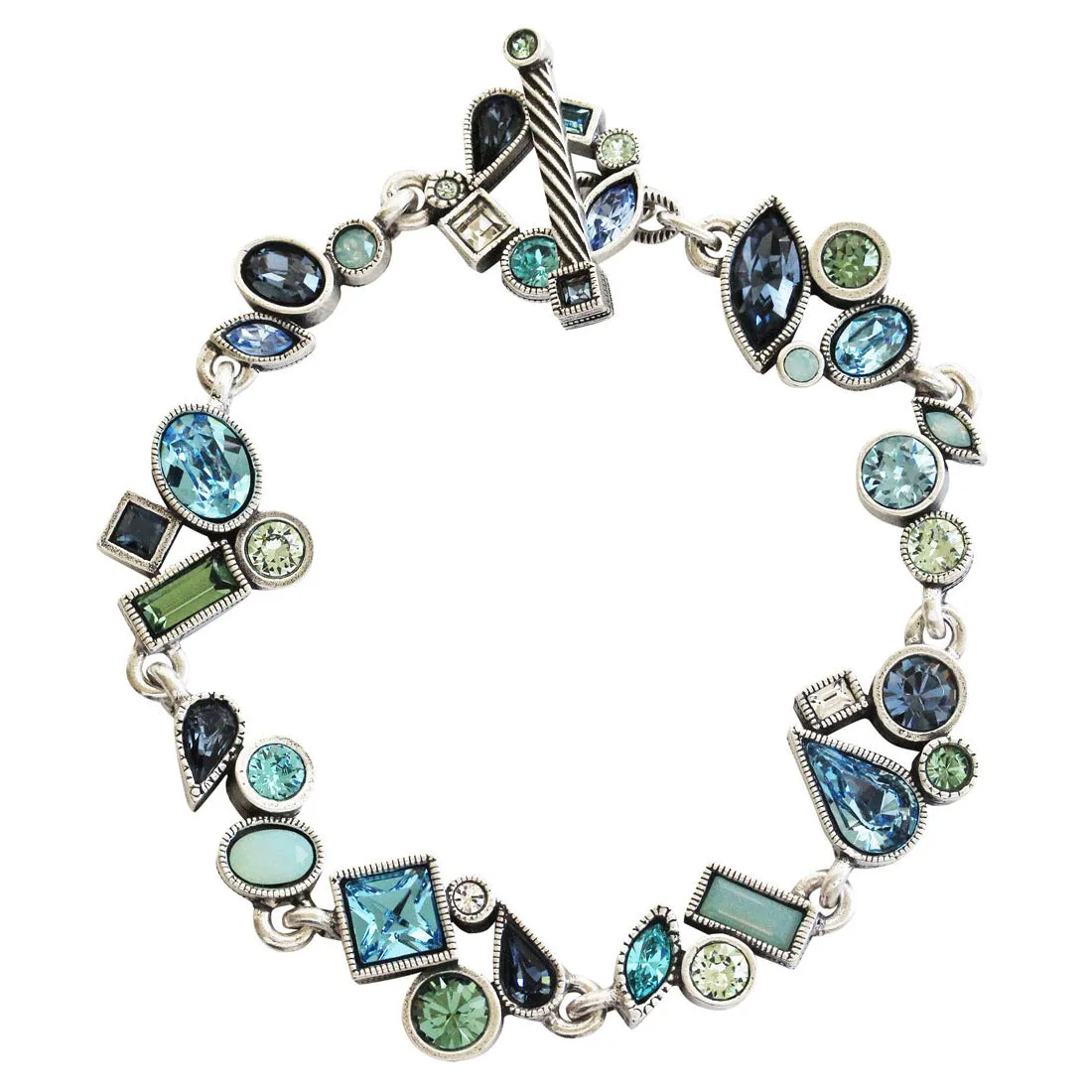 Patricia Locke Wedding March Sterling Silver Plated Mosaic Shapes Art Swarovski Bracelet, 7 1/4" BR0284S Zephyr